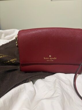 kate spade Burgundy Saffiano Leather Crossbody magnolia cedar street